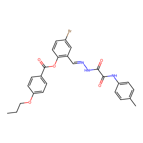 4-Bromo-2-(2-(oxo(4-toluidino)acetyl)carbohydrazonoyl)phenyl 4-propoxybenzoate structure