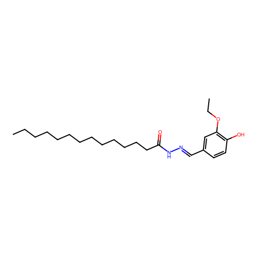 N-[(3-ethoxy-4-hydroxyphenyl)methylideneamino]tetradecanamide structure