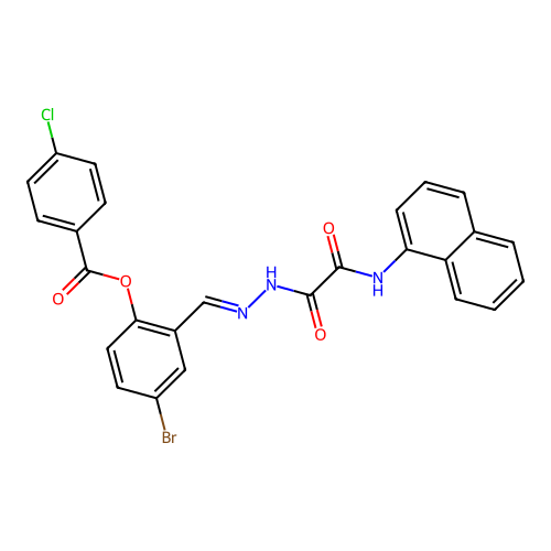 4-BR-2-(2-((1-Naphthylamino)(oxo)acetyl)carbohydrazonoyl)phenyl 4-chlorobenzoate structure