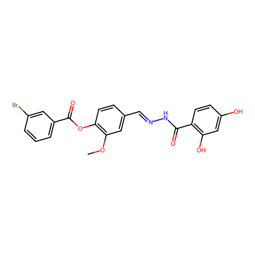 4-(2-(2,4-Dihydroxybenzoyl)carbohydrazonoyl)-2-methoxyphenyl 3-bromobenzoate structure