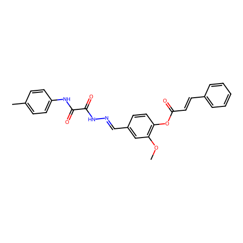 2-Methoxy-4-(2-(oxo(4-toluidino)acetyl)carbohydrazonoyl)phenyl 3-phenylacrylate structure