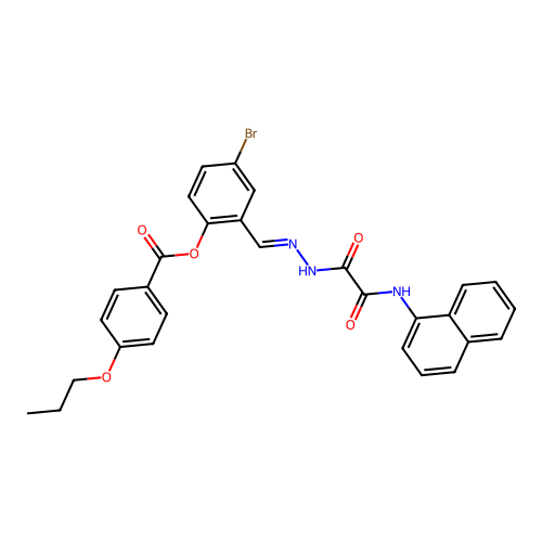 4-BR-2-(2-((1-Naphthylamino)(oxo)AC)carbohydrazonoyl)phenyl 4-propoxybenzoate structure
