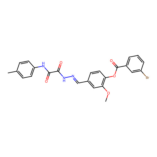 2-Methoxy-4-(2-(oxo(4-toluidino)acetyl)carbohydrazonoyl)phenyl 3-bromobenzoate structure