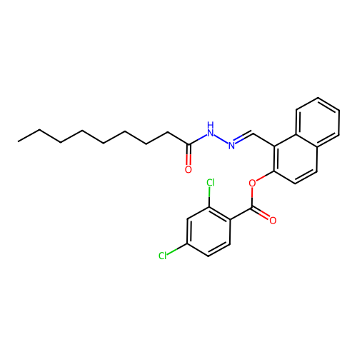 [1-[(Nonanoylhydrazinylidene)methyl]naphthalen-2-yl] 2,4-dichlorobenzoate structure