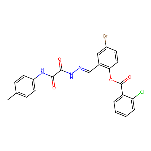 4-Bromo-2-(2-(oxo(4-toluidino)acetyl)carbohydrazonoyl)phenyl 2-chlorobenzoate structure