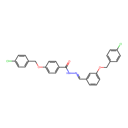 4-((4-Chlorobenzyl)oxy)-N'-(3-((4-chlorobenzyl)oxy)benzylidene)benzohydrazide structure