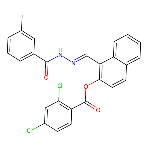 1-{(E)-[2-(3-methylbenzoyl)hydrazono]methyl}-2-naphthyl 2,4-dichlorobenzoate structure