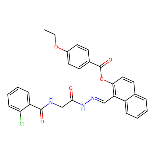 1-(2-(((2-Chlorobenzoyl)amino)AC)carbohydrazonoyl)-2-naphthyl 4-ethoxybenzoate structure
