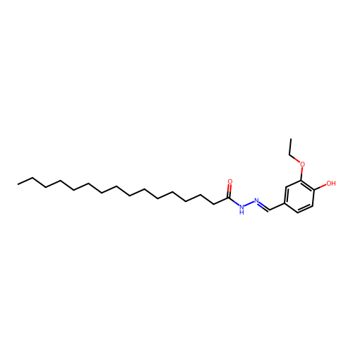 N-[(3-ethoxy-4-hydroxyphenyl)methylideneamino]hexadecanamide structure