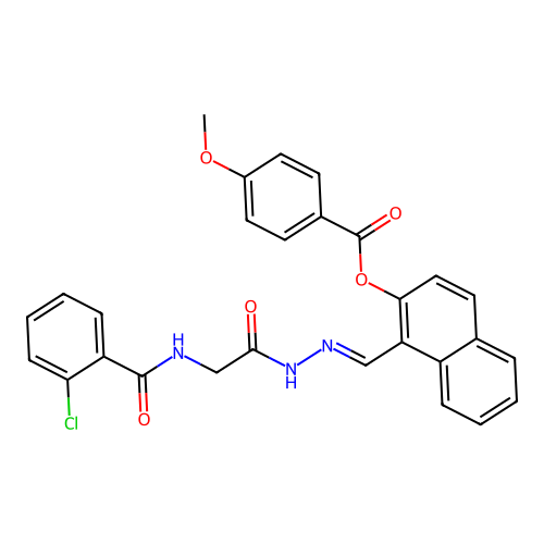 1-(2-(((2-Chlorobenzoyl)amino)AC)carbohydrazonoyl)-2-naphthyl 4-methoxybenzoate structure