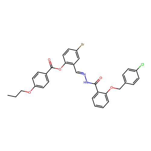 4-BR-2-(2-(2-((4-Chlorobenzyl)oxy)benzoyl)carbohydrazonoyl)PH 4-propoxybenzoate structure