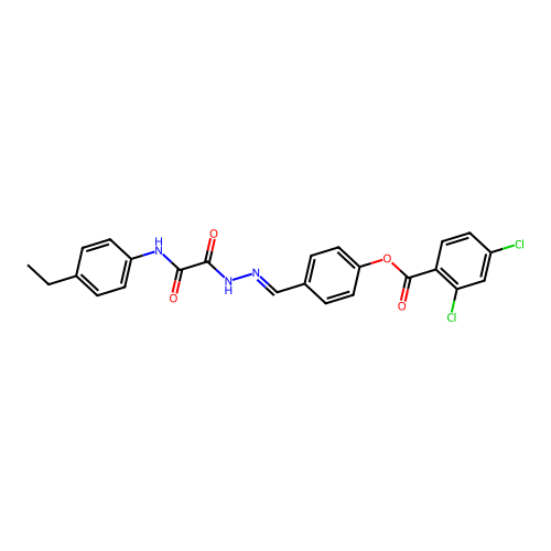 4-(2-((4-Ethylanilino)(oxo)acetyl)carbohydrazonoyl)phenyl 2,4-dichlorobenzoate structure