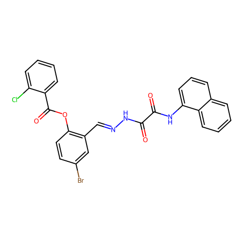 4-BR-2-(2-((1-Naphthylamino)(oxo)acetyl)carbohydrazonoyl)phenyl 2-chlorobenzoate structure