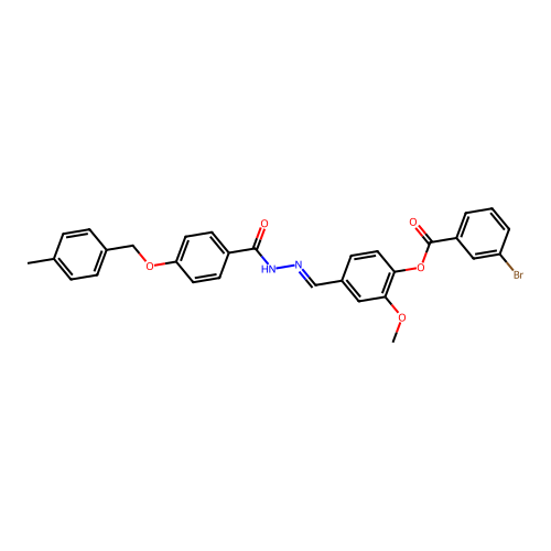 2-Meo-4-(2-(4-((4-methylbenzyl)oxy)benzoyl)carbohydrazonoyl)PH 3-bromobenzoate structure
