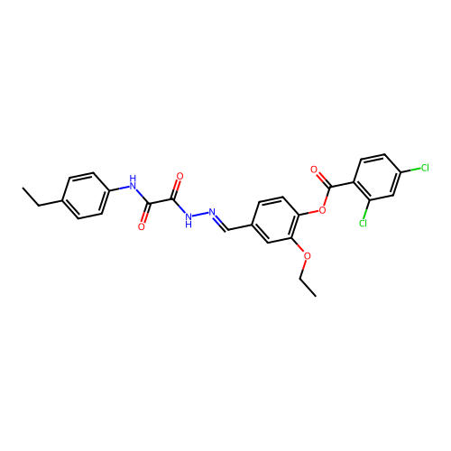 2-Ethoxy-4-(2-((4-ethylanilino)(oxo)AC)carbohydrazonoyl)PH 2,4-dichlorobenzoate structure