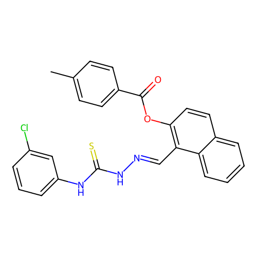 1-(2-((3-Chloroanilino)carbothioyl)carbohydrazonoyl)-2-naphthyl 4-methylbenzoate structure