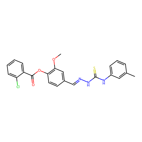 2-Methoxy-4-(2-(3-toluidinocarbothioyl)carbohydrazonoyl)phenyl 2-chlorobenzoate structure