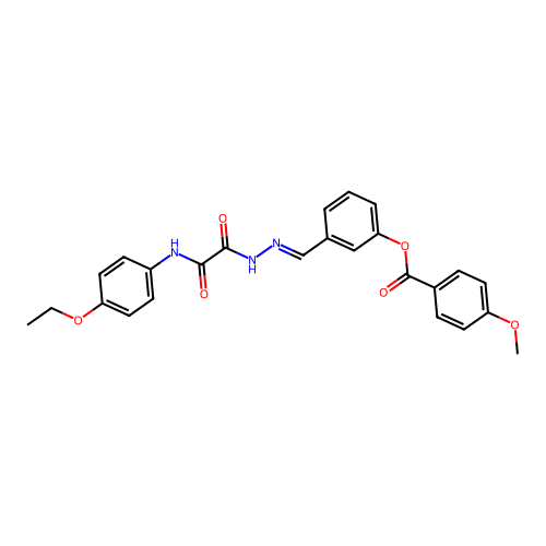 [3-[[[(4-ethoxyphenyl)carbamoylformyl]hydrazinylidene]methyl]phenyl] 4-methoxybenzoate structure