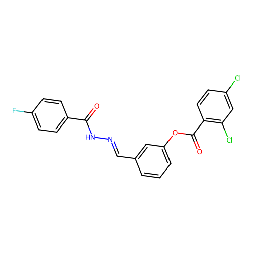 [3-[[(4-Fluorobenzoyl)hydrazinylidene]methyl]phenyl] 2,4-dichlorobenzoate structure