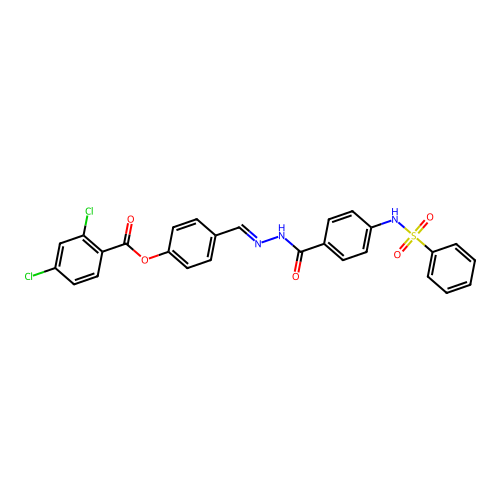 4-(2-(4-((Phenylsulfonyl)amino)benzoyl)carbohydrazonoyl)PH 2,4-dichlorobenzoate structure