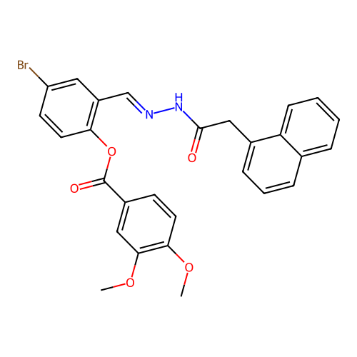 4-Bromo-2-(2-(1-naphthylacetyl)carbohydrazonoyl)phenyl 3,4-dimethoxybenzoate structure
