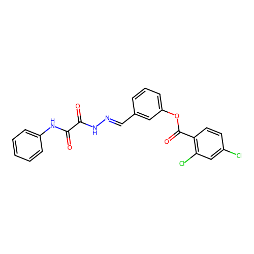 3-{(E)-[2-(2-anilino-2-oxoacetyl)hydrazono]methyl}phenyl 2,4-dichlorobenzoate structure