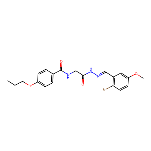 N-[[(2-bromo-5-methoxy-phenyl)methylideneamino]carbamoylmethyl]-4-propoxy-benzamide structure