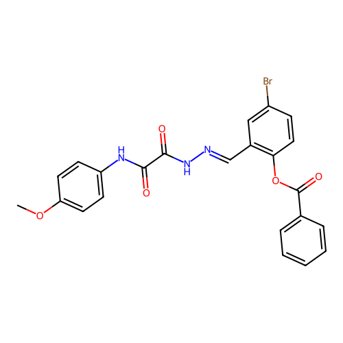 4-Bromo-2-(2-((4-methoxyanilino)(oxo)acetyl)carbohydrazonoyl)phenyl benzoate structure