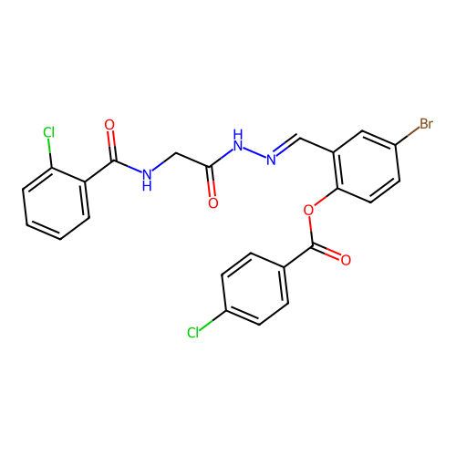4-BR-2-(2-(((2-Chlorobenzoyl)amino)AC)carbohydrazonoyl)phenyl 4-chlorobenzoate structure
