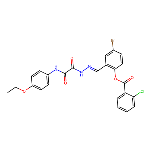 4-BR-2-(2-((4-Ethoxyanilino)(oxo)acetyl)carbohydrazonoyl)phenyl 2-chlorobenzoate structure