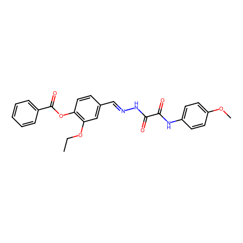 2-Ethoxy-4-(2-((4-methoxyanilino)(oxo)acetyl)carbohydrazonoyl)phenyl benzoate structure