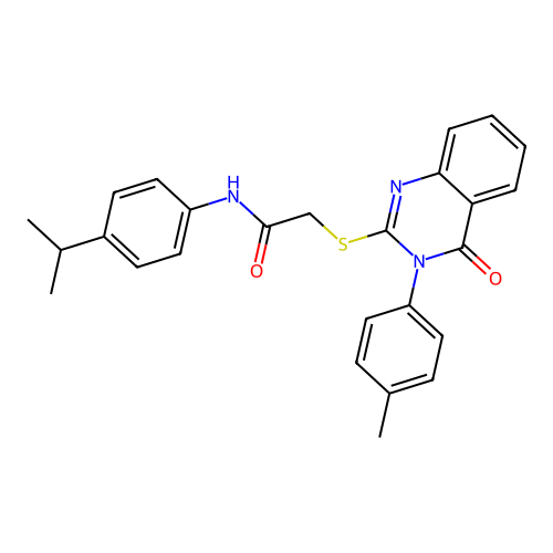 N-(4-isopropylphenyl)-2-((4-oxo-3-(p-tolyl)-3,4-dihydroquinazolin-2-yl)thio)acetamide structure
