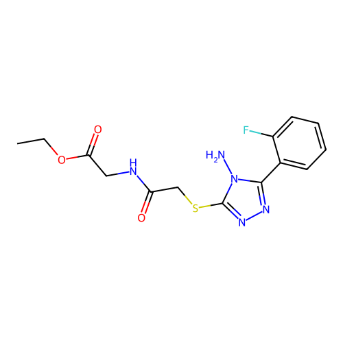 ethyl 2-(2-((4-amino-5-(2-fluorophenyl)-4H-1,2,4-triazol-3-yl)thio)acetamido)acetate structure