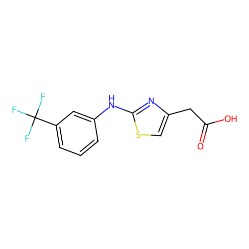 2-(2-((3-(Trifluoromethyl)phenyl)amino)thiazol-4-yl)acetic acid structure
