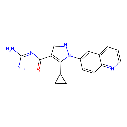 N-(Aminoiminomethyl)-5-cyclopropyl-1-(6-quinolinyl)-1H-pyrazole-4-carboxamide structure