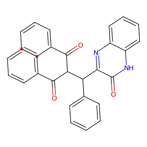 2-[(3-Hydroxyquinoxalin-2-yl)(phenyl)methyl]-1,3-diphenylpropane-1,3-dione structure