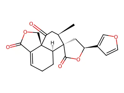 (3'R,5'S,6aS,8R)-5'-(Furan-3-yl)-8-methyl-6,6a-dihydro-1H,8H-spiro[naphtho[1,8a-c]furan-7,3'-oxolane]-2',3,10(5H,9H)-trione structure