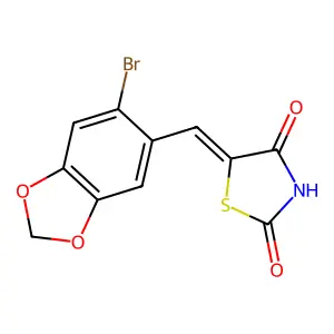 (E)-5-((6-bromobenzo[d][1,3]dioxol-5-yl)methylene)thiazolidine-2,4-dione structure