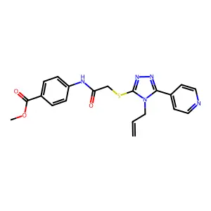 methyl 4-[({[4-(prop-2-en-1-yl)-5-(pyridin-4-yl)-4H-1,2,4-triazol-3-yl]sulfanyl}acetyl)amino]benzoate structure