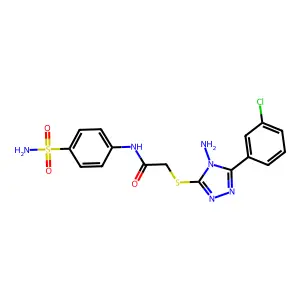 2-[4-amino-5-(3-chlorophenyl)(1,2,4-triazol-3-ylthio)]-N-(4-sulfamoylphenyl)ac etamide structure