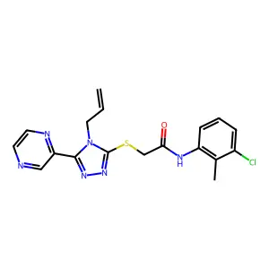 N-(3-chloro-2-methylphenyl)-2-{[4-(prop-2-en-1-yl)-5-(pyrazin-2-yl)-4H-1,2,4-triazol-3-yl]sulfanyl}acetamide structure