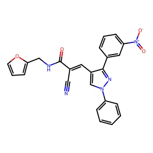 2-Cyano-N-(2-furylmethyl)-3-(3-(3-nitrophenyl)-1-PH-1H-pyrazol-4-YL)acrylamide structure