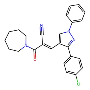 2-(1-Azepanylcarbonyl)-3-(3-(4-chlorophenyl)-1-PH-1H-pyrazol-4-YL)acrylonitrile structure