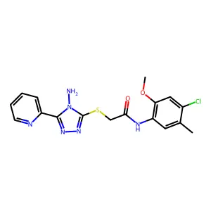 2-{[4-amino-5-(pyridin-2-yl)-4H-1,2,4-triazol-3-yl]sulfanyl}-N-(4-chloro-2-methoxy-5-methylphenyl)acetamide structure