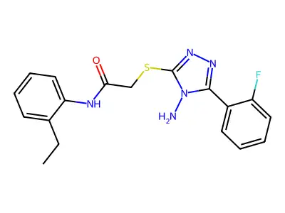 2-[4-amino-5-(2-fluorophenyl)(1,2,4-triazol-3-ylthio)]-N-(2-ethylphenyl)acetam ide structure