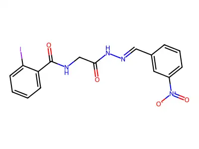 2-iodo-N-[2-[2-[(3-nitrophenyl)methylidene]hydrazinyl]-2-oxoethyl]benzamide structure