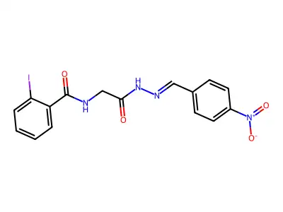 2-iodo-N-[2-[2-[(4-nitrophenyl)methylidene]hydrazinyl]-2-oxoethyl]benzamide structure