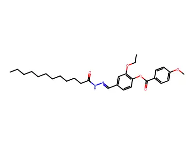 [4-[(Dodecanoylhydrazinylidene)methyl]-2-ethoxyphenyl] 4-methoxybenzoate structure