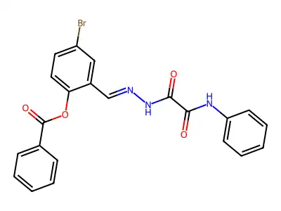 [2-[[(2-Anilino-2-oxoacetyl)hydrazinylidene]methyl]-4-bromophenyl] benzoate structure