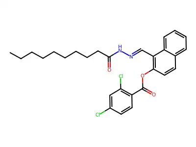 [1-[(Decanoylhydrazinylidene)methyl]naphthalen-2-yl] 2,4-dichlorobenzoate structure